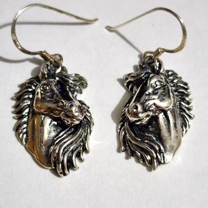 Vintage Sterling Silver Horse Head Earrings